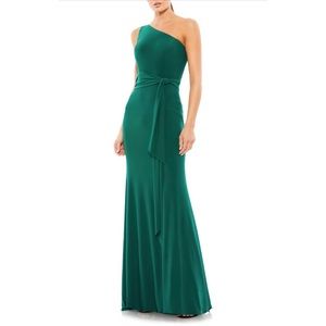 Mac duggal one shoulder jersey sheath gown